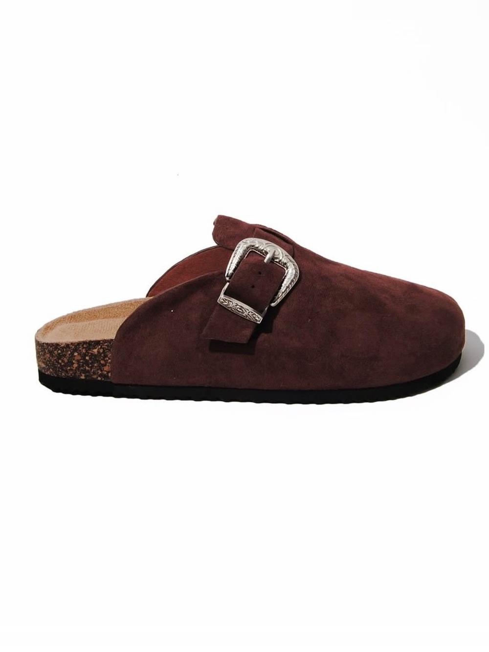 Brown Slip-On Buckle Mule